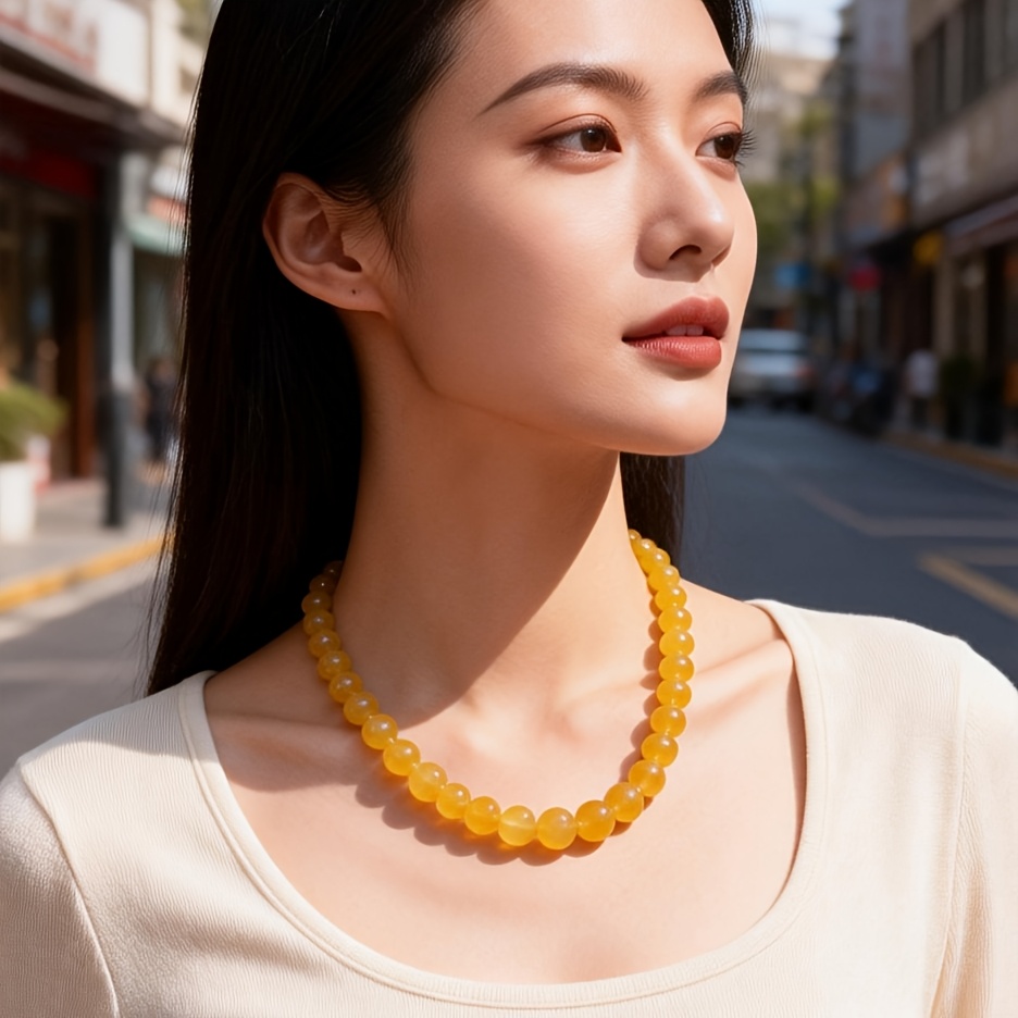 Natural Yellow Agate Necklace, Effortless Luxury